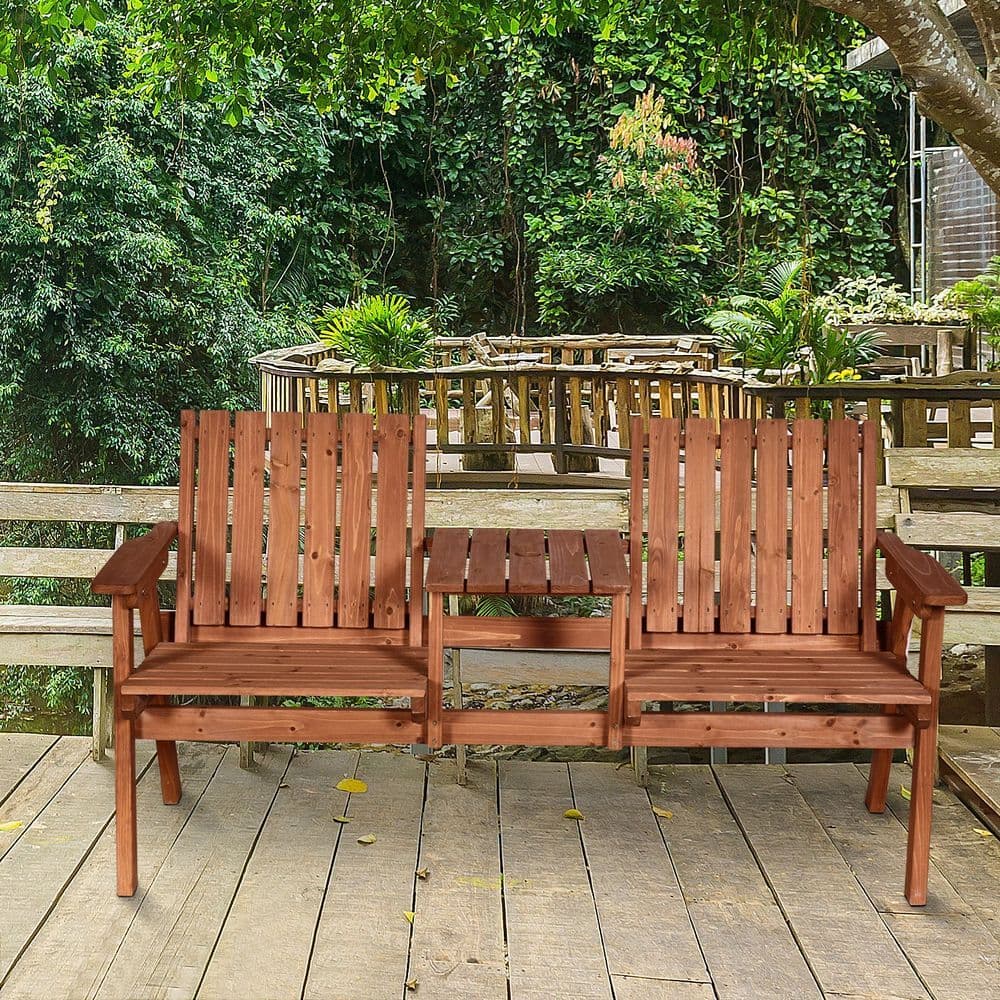 image-Outdoor 2-Seater Furniture Wooden Garden Bench for Yard, Lawn, Porch, Patio