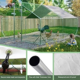 image-10 x 13ft Outdoor Large Metal Chicken Run Coop with 1 piece of Waterproof Cover, Garden Backyard Walk-in Hen Cage Poultry Pet Hutch for Farm Use