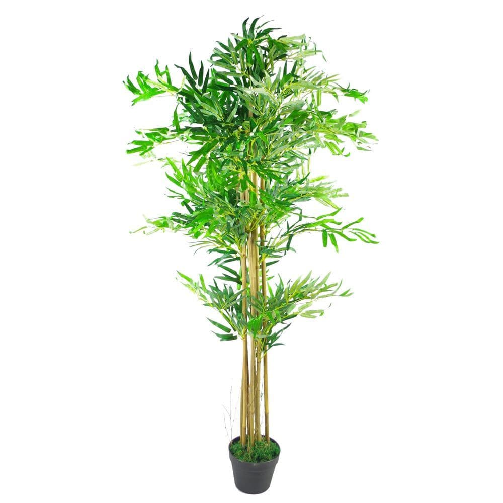 image-150cm (5ft) Realistic Artificial Bamboo Plants Trees - XL with Silver Metal Planter