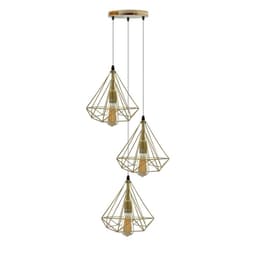 image-Gold Vintage Industrial E27 Ceiling Hanging Light Cage Shade Loft Style Metal Ceiling Pendant Lamp