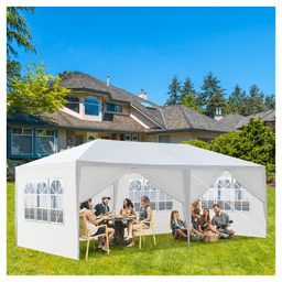 image-10'x20' Outdoor Party Tent with 6 Removable Sidewalls, Waterproof Canopy Patio Wedding Gazebo, White