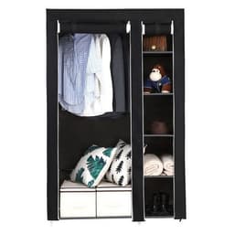 image-67" Portable Clothes Closet Wardrobe with Non-woven Fabric and Hanging Rod Quick and Easy to Assemble Black