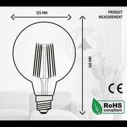image-G125 E27 8W Edison Style LED filament Globe shape Retro Vintage Amber light bulb