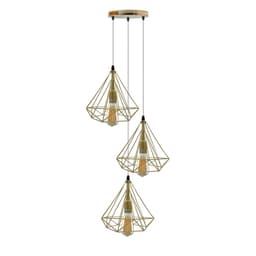 image-Gold Vintage Industrial E27 Ceiling Hanging Light Cage Shade Loft Style Metal Ceiling Pendant Lamp