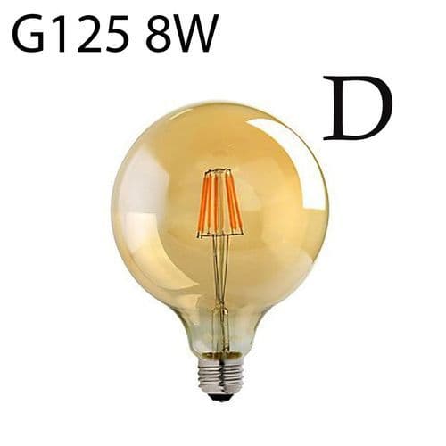image-G125 E27 8W Edison Style LED filament Globe shape Retro Vintage Amber light bulb