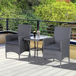 image-3 Pcs Rattan Bistro Set: 1 x Table, 2 x Chairs