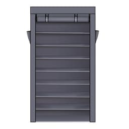 image-10 Tiers Shoe Rack with Dustproof Cover Closet Shoe Storage Cabinet Organizer Gray