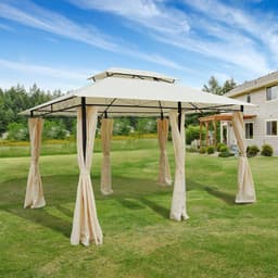 image-Metal Gazebo Curtains 4x3m Canopy Party Tent Garden Pavillion Patio Shelter