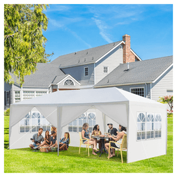 image-10'x20' Outdoor Party Tent with 6 Removable Sidewalls, Waterproof Canopy Patio Wedding Gazebo, White