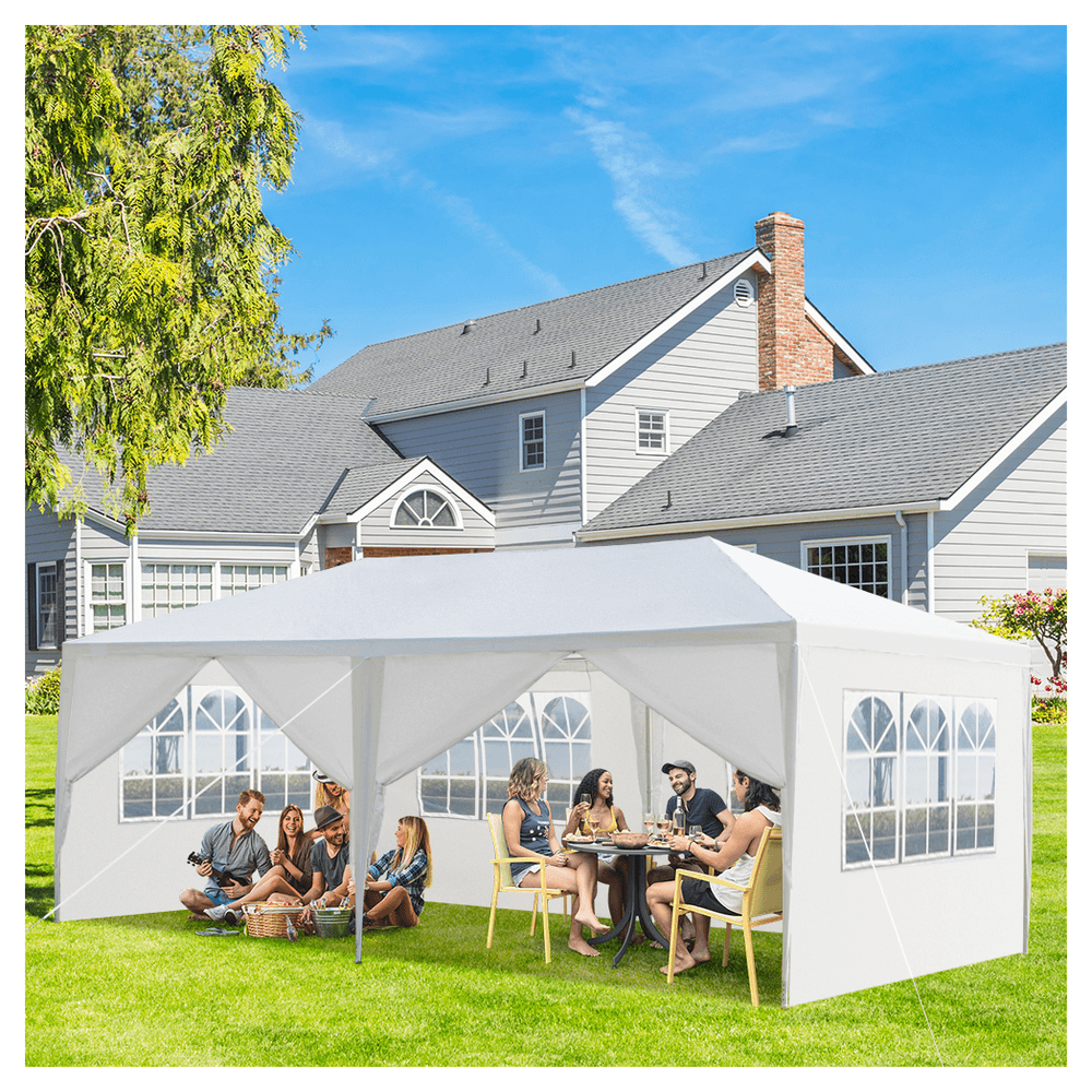image-10'x20' Outdoor Party Tent with 6 Removable Sidewalls, Waterproof Canopy Patio Wedding Gazebo, White