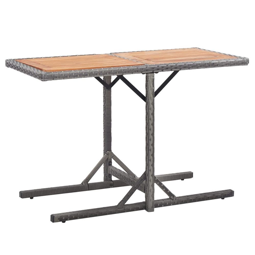 image-Garden Table Black 110x53x72 cm Glass and Poly Rattan