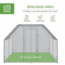image-Chicken Run W/ Roof, Walk In Chicken Coop for 10-12 Chickens, Hen House