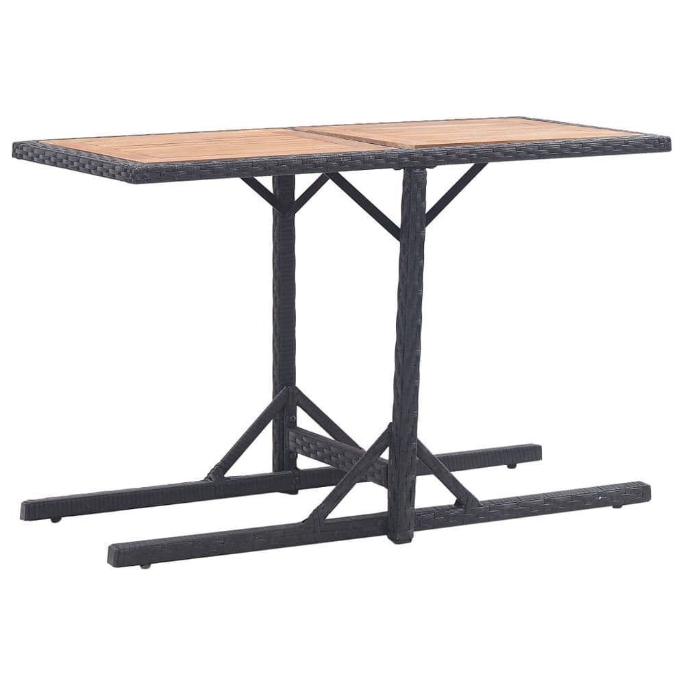 image-Garden Table Black 110x53x72 cm Glass and Poly Rattan