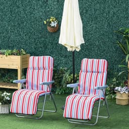 image-2 Outdoor Sun Recliners Loungers Folding Multi Position Relaxers Chair & Cushion