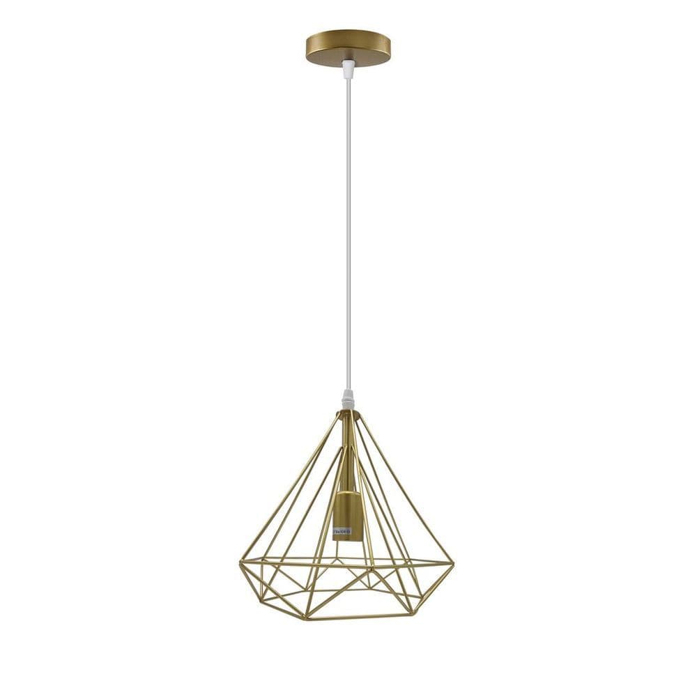 image-Gold Vintage Industrial E27 Ceiling Hanging Light Cage Shade Loft Style Metal Ceiling Pendant Lamp
