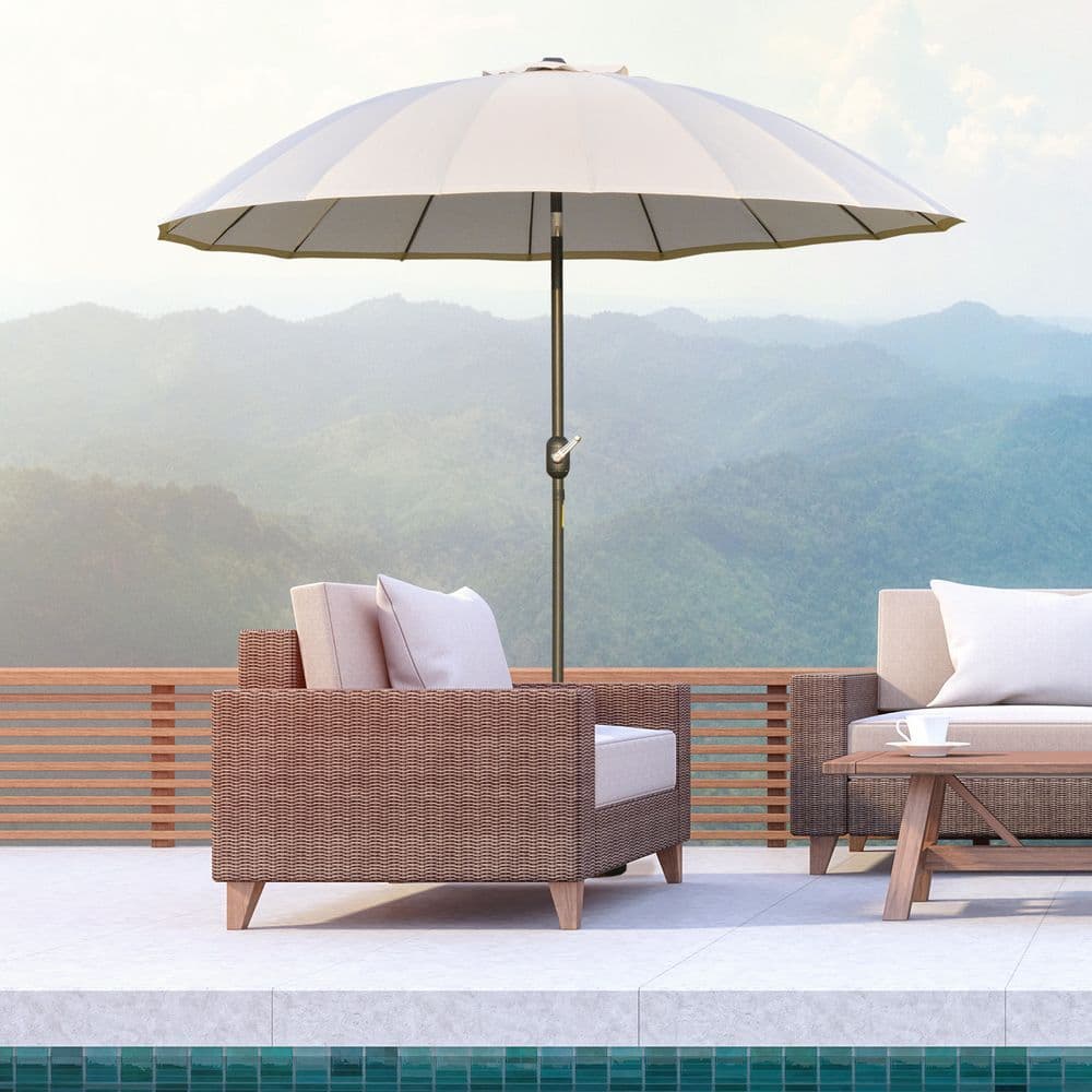 image-255cm Patio Parasol Umbrella Market Table Parasol 18 Sturdy Ribs