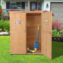 image-Garden Shed W/Double Door, Pine Wood, 127.5Lx50Wx164H cm
