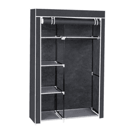 image-64" Portable Closet Storage Organizer Wardrobe Clothes Rack with Shelves Gray
