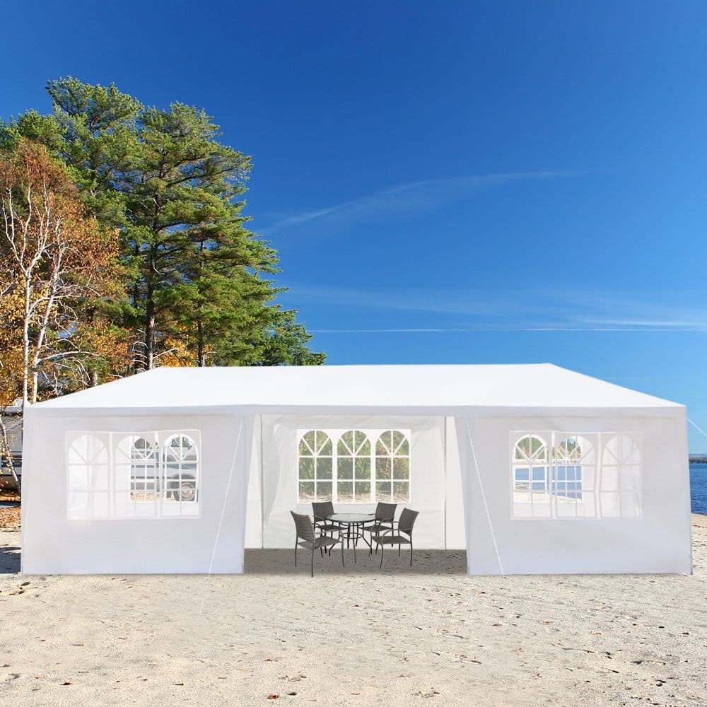 image-3*9m 7-Sided Iron PE Cloth Spiral Pipe Pergola