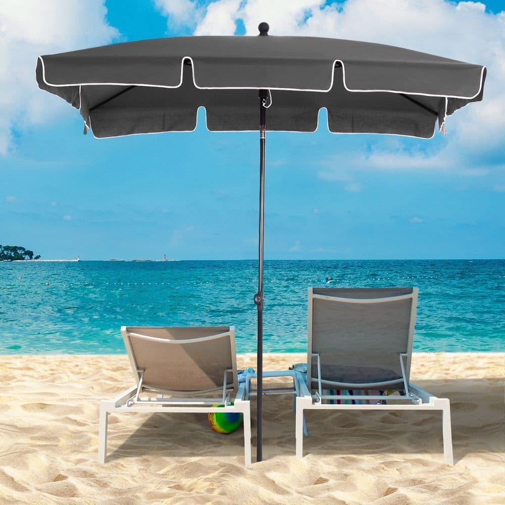 image-Aluminium Sun Umbrella Parasol Patio Garden Tilt 2M x 1.25M