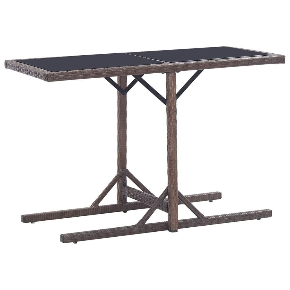 image-Garden Table Black 110x53x72 cm Glass and Poly Rattan