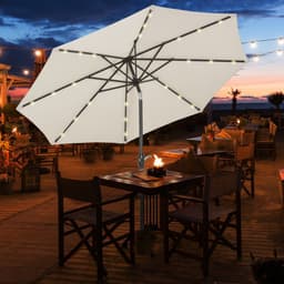 image-Garden 24 LED Light Parasol Outdoor Tilt Sun Umbrella Patio Club Party Sunshade