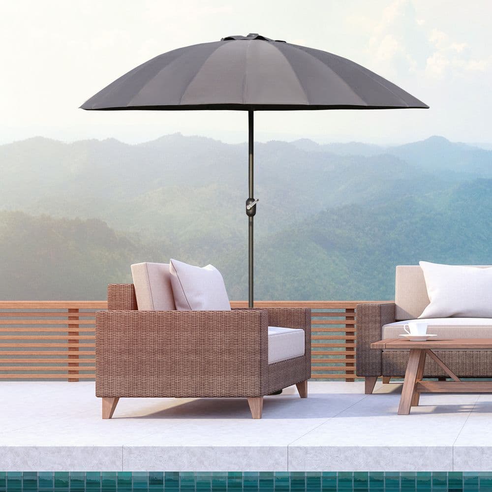 image-255cm Patio Parasol Umbrella Market Table Parasol 18 Sturdy Ribs