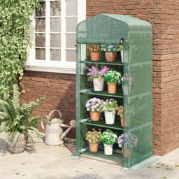 image-4 Tiers Mini Portable Greenhouse Plant Grow Shed Metal Frame