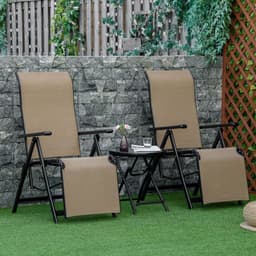 image-2 Sun Lounger Folding Reclining Lounge Chairs 10 Back & Leg Positions