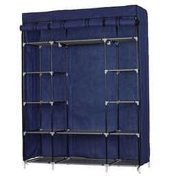 image-5-Layer 12-Compartment Non-woven Fabric Wardrobe Portable Closet Navy (133x46x170cm)