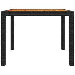 image-Garden Table 90x90x75 cm Poly Rattan and Acacia Wood Black