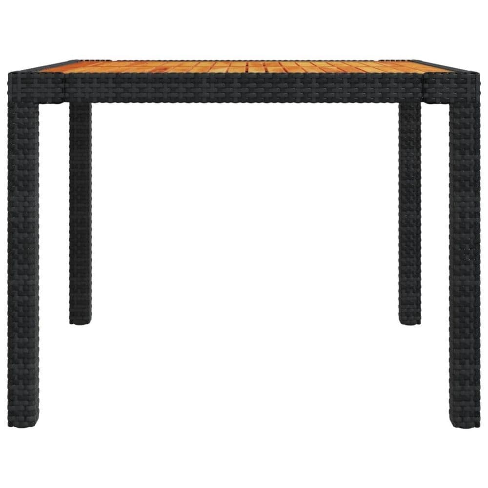 image-Garden Table 90x90x75 cm Poly Rattan and Acacia Wood Black