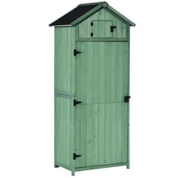 image-Garden Shed Vertical Utility 3 Shelves Wood Tool Storage Unit Cabinet