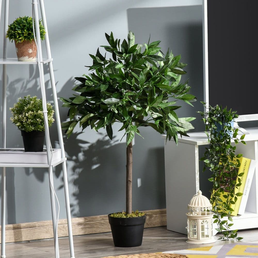 image-2 Artificial Topiary Bay Laurel Ball Trees Nursery Pot for Indoor Outdoor Decor
