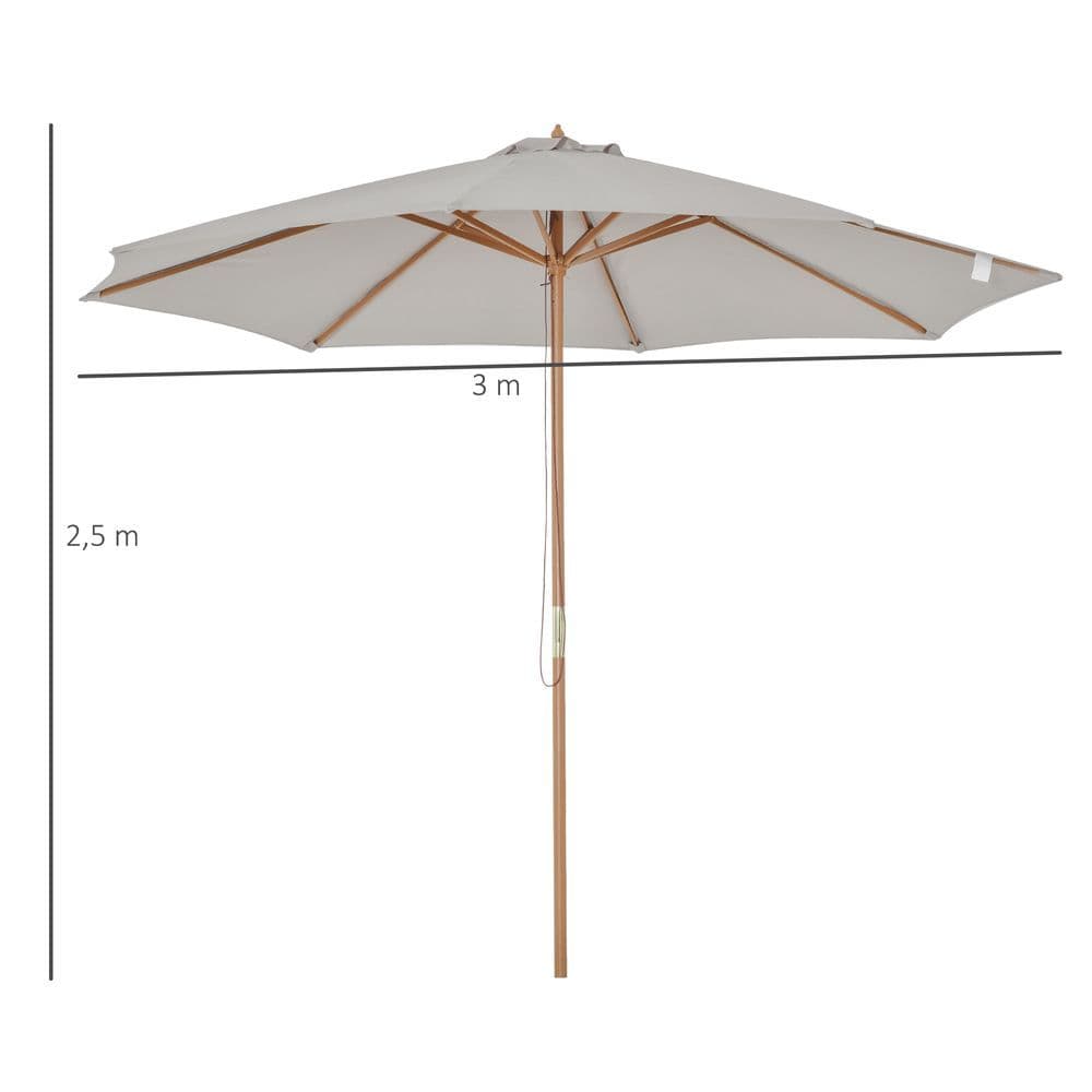 image-10'x8.2'H Bamboo Wooden Round Market Patio Sun Umbrella Parasol Sunshade Canopy