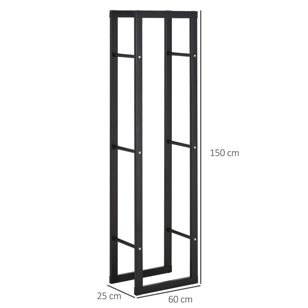 image-Tall Metal Firewood Log Holder Rack Double Tier Fireplace Log Storage Cradle