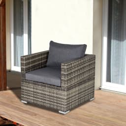 image-Outdoor Patio Furniture Single Rattan Sofa Chair Padded Cushion