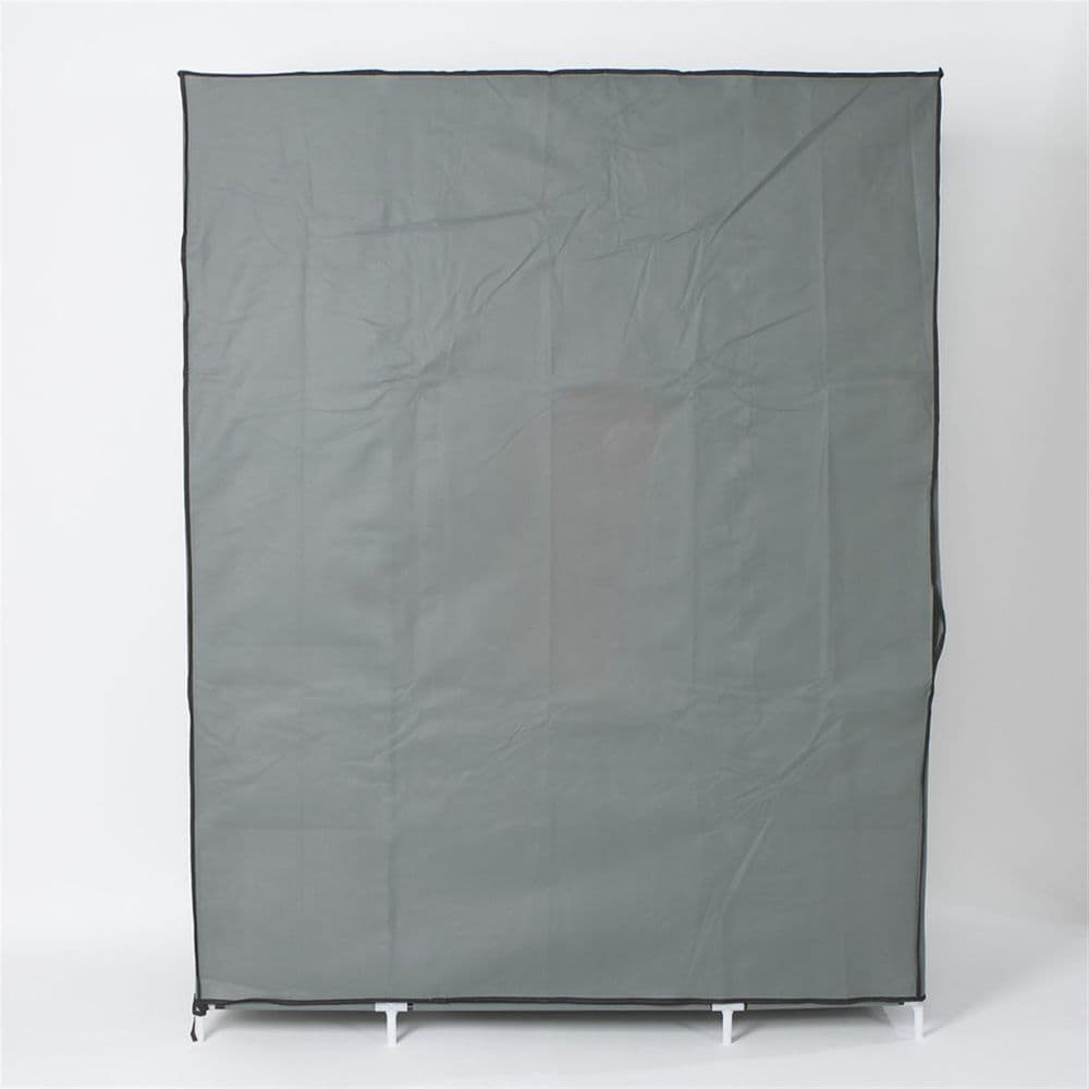 image-5-Layer 12-Compartment Non-woven Fabric Wardrobe Portable Closet Gray (133x46x170cm)