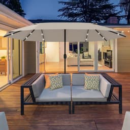 image-Garden Parasol 4.4m Double-Sided Sun Umbrella Patio Sun Shade LED Solar Light