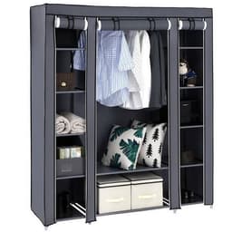 image-69" Portable Clothes Closet Wardrobe Storage Organizer with Non-Woven Fabric Quick and Easy to Assemble Extra Strong and Durable Gray