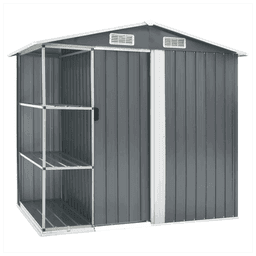 image-Garden Shed with Rack Grey 205x130x183 cm Iron