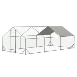 image-10 x 13ft Outdoor Large Metal Chicken Run Coop with 1 piece of Waterproof Cover, Garden Backyard Walk-in Hen Cage Poultry Pet Hutch for Farm Use