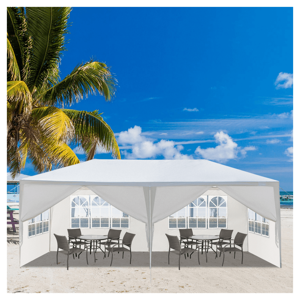 image-10'x20' Outdoor Party Tent with 6 Removable Sidewalls, Waterproof Canopy Patio Wedding Gazebo, White