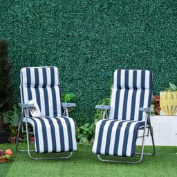 image-2 Outdoor Sun Recliners Loungers Folding Multi Position Relaxers Chair & Cushion