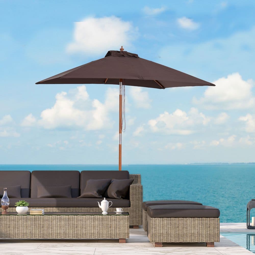 image-2 x 1.5m Patio Garden Parasol Sunshade Canopy Outdoor Backyard Furniture 6 Ribs