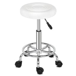 image-Round Stool with Lines Rotation Bar Stool White