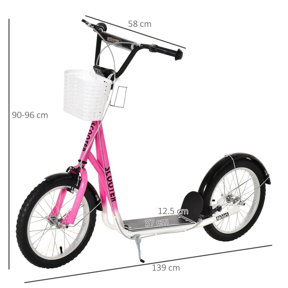 image-HOMCOM Kids Kick Scooter Teen Ride On Adjustable Children Scooter with Brakes