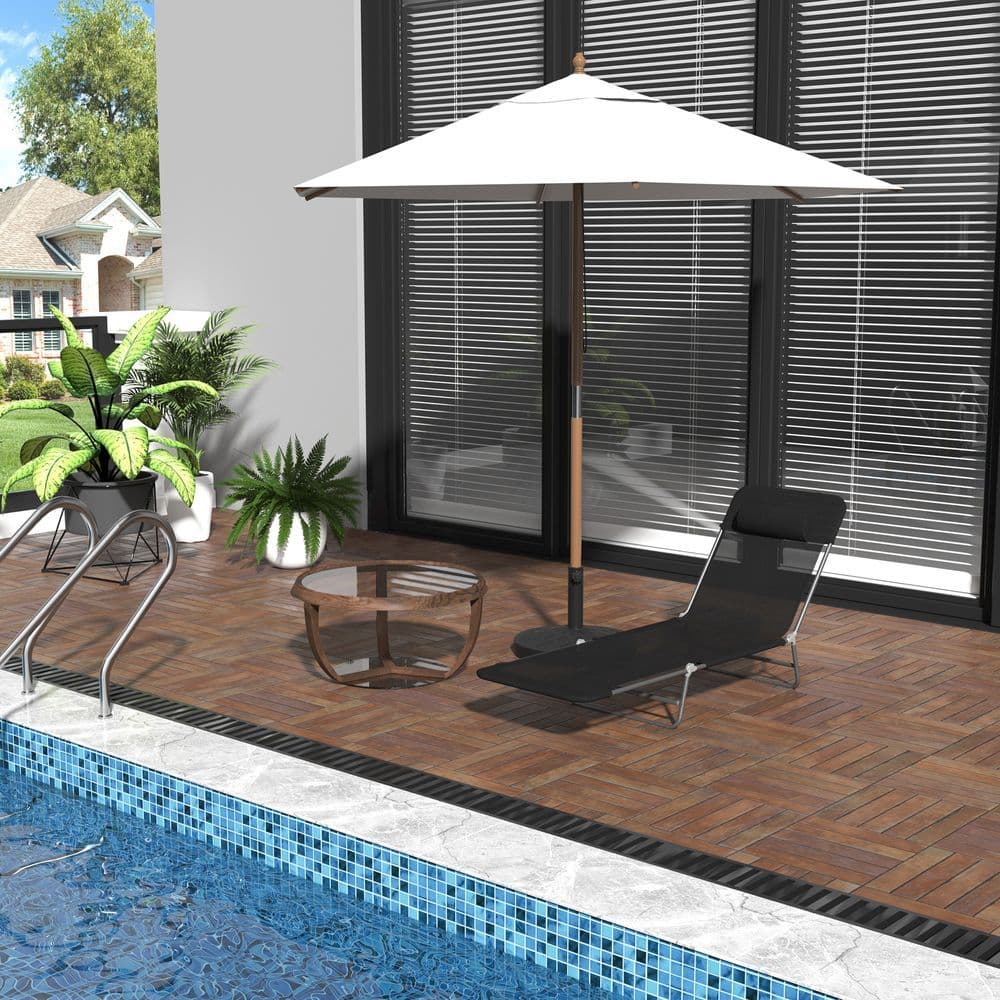 image-Sun Bed Chair Garden Lounger Recliner Adjustable Back Relaxer Chair Furniture