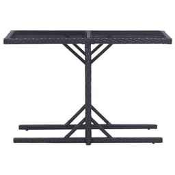 image-Garden Table Black 110x53x72 cm Glass and Poly Rattan