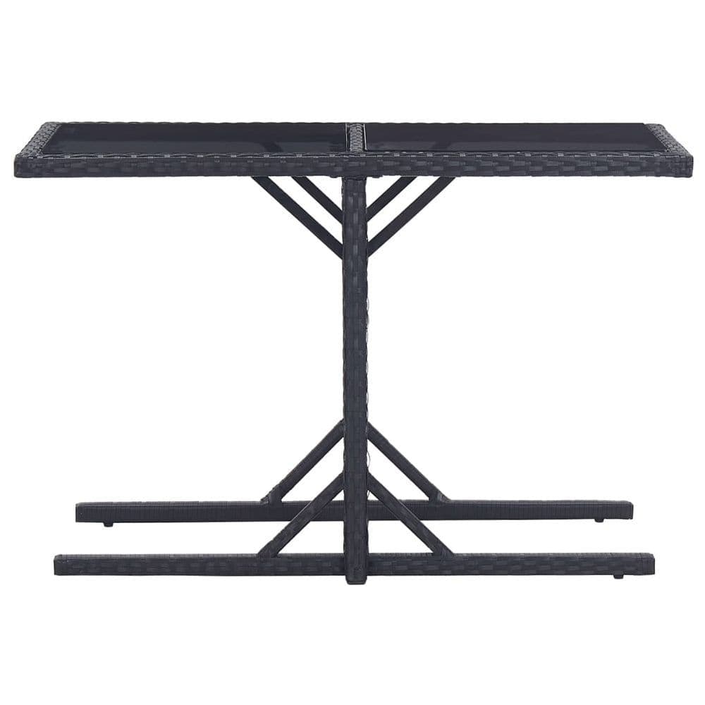 image-Garden Table Black 110x53x72 cm Glass and Poly Rattan